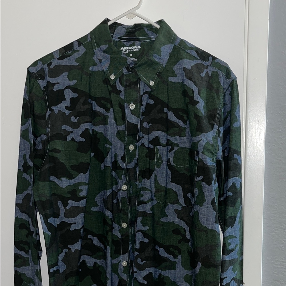 Arizona Jean Company Men's Green and Black Camo Shirt Jacket